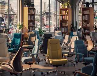 Varias sillas ergonómicas en una tienda
